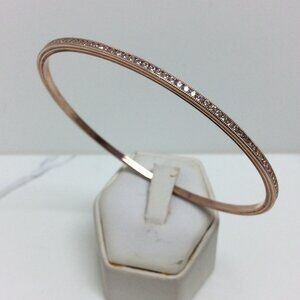 14K Rose Real Solid GOLD  BANGLE CZ Zirconia Bangle Bracelet 9.50gr  71/2''
